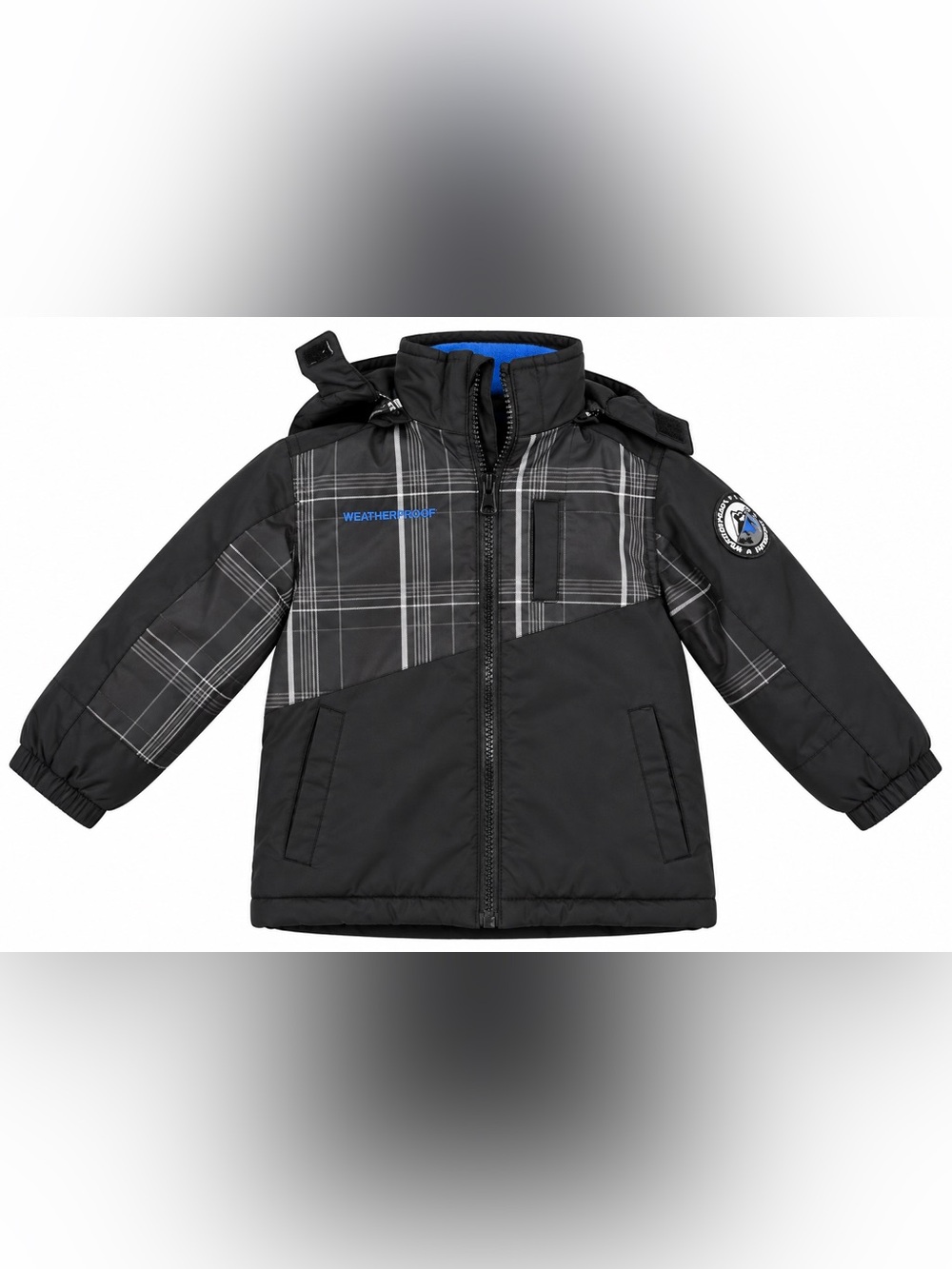 Weatherproof Black & Gray Plaid Kids Puffer Jacket